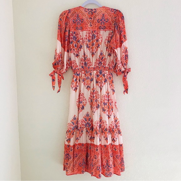 BELL BY ALICIA BELL Lyla Midi Dress Pink Coral Floral - Picture 7 of 14